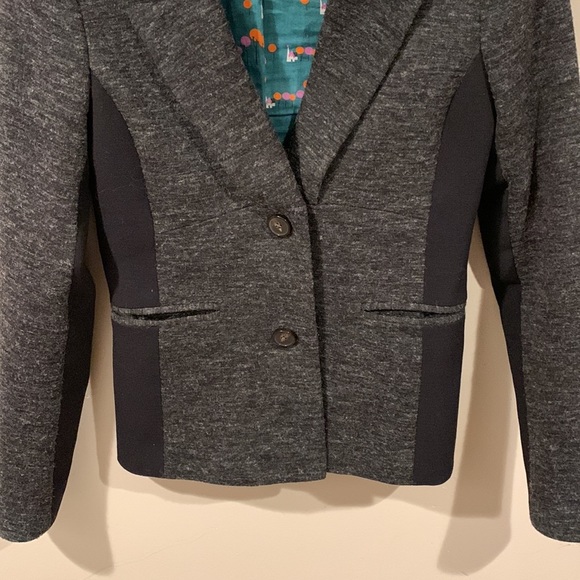 Anthropologie Cartonnier Grey and Black Cotton Blazer - Women’s Size 0 - Picture 6 of 10